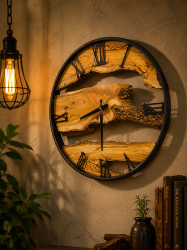 ساعت دیواری چوبی ماروک مدل روستیک