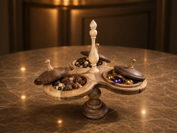 شکلات خوری چوبی سه خانه ماروک
