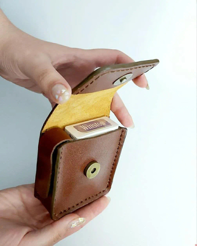 کیف سیگار و فندک چرم طبیعی (دستدوز گاوی) ماروک